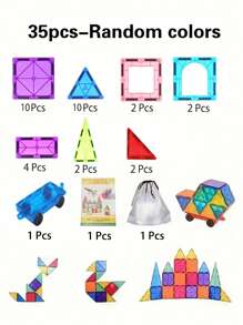 Christmas Decoration 35/61pcs Magnetic Building Blocks Set, 3d Magnetic Blocks, Pre-Education Learning Toys, Best Magnetic Early Learning Toy For Gifting Friends And Family