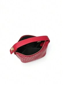 Nouveau sac fourre-tout pour femmes de forme de boîte à lunch avec design nuage tressé, sac à bandoulière carré décontracté rouge Ankula, petit sac à main polyvalent et à la mode - Rouge foncé - Voir 6