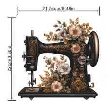 1/2/3pcs Sewing Machine With Flowers Heat Transfer Sticker, DIY Iron-On Clothing Supplies & Appliques For Clothes, T-Shirt Making, Pillow Decorating - Multicolor - View 5