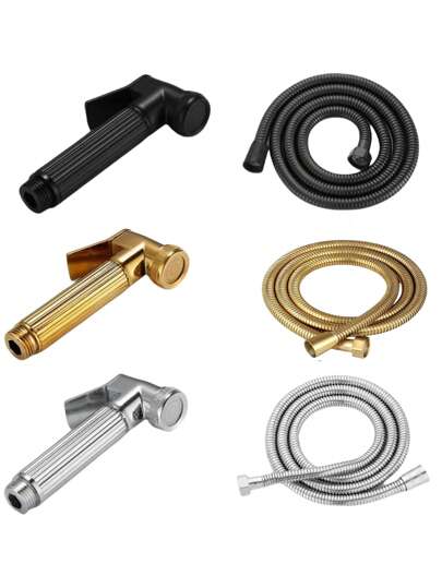 2件套马桶喷枪，增压式身体清洁器，冲洗坐浴盆喷枪，手持式淋浴冲洗器，家用水龙头冲洗喷嘴，马桶冲水枪，马桶伴侣，高压增压（镀铬、黑色、金色可选），浴室，浴室配件，浴室工具