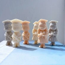 Small Size Graduation Girl Boy Figurine Silicone Candle Mold Female Graduate Statue Silicone Molds Graduation Gift - Pink - View 4