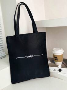 Customized Foldable Canvas Bags With Satin Ribbon Text, Shoulder Bags, Student Handbags, Casual Canvas Bags, Large Capacity Shoulder Bags, Fashionable And Versatile Canvas Bags That Can Be Used As New Year's, Christmas, New Year's And Other Holiday Gifts For Storing Various Items Bags Ladies - Multicolor - View 6