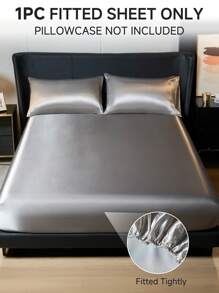 1pc Satin Fitted Sheet, Mattress Cover, Luxuriously Mattress Protector, Ultra Soft And Breathable Protector Cover, Fits King, Twin, Full, Queen Size Bed, With Deep Pocket, Silky Smooth, Anti-Wrinkle, Machine Washable