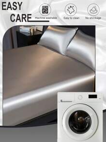 1pc Satin Fitted Sheet, Mattress Cover, Luxuriously Mattress Protector, Ultra Soft And Breathable Protector Cover, Fits King, Twin, Full, Queen Size Bed, With Deep Pocket, Silky Smooth, Anti-Wrinkle, Machine Washable