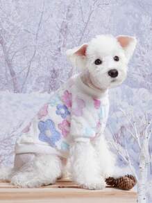 1件印花抓绒卫衣，猫狗保暖宠物服 - 彩色 - 查看 2