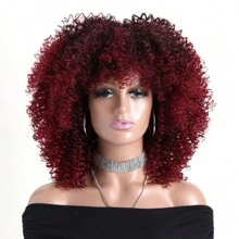 16" Short Curly Afro Kinky Wig, Multi-Color Fluffy Synthetic Fiber Wig, Suitable For Daily Wear, Holiday, Wedding, Birthday, Party, Halloween Costume - 彩色 - 查看 26