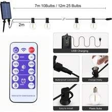 G40 Solar String Lights, Outdoor Patio Rope Lights, LED Fairy Lights, Suitable For Garden Party, Yard, Wedding, Street, Patio Decor - Warm Light - View 4