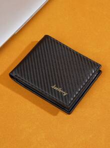 Baellerry 1pc Men's Short Wallet Carbon Fiber Pattern Open Zip Coin Pouch And Card Holder Gifts For Men Valentines - Black - View 5