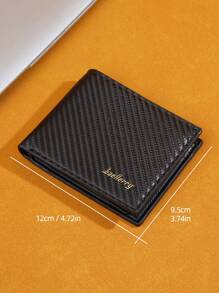 Baellerry 1pc Men's Short Wallet Carbon Fiber Pattern Open Zip Coin Pouch And Card Holder Gifts For Men Valentines - Black - View 6