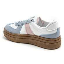 Patterned Thick Sole Sneakers - Blue - View 3