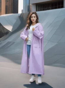 Fashionable Women's Raincoat Thickened Poncho Long Rain Coat Ladies Multi Functional Waterproof Raincoat Travel And Cycling Raincoats Outdoor Rain Wear Insulation,Galentines,Puppy,Carnival,Party Decorations,Spring Summer Picks,Brides Maid Gifts,Room,Bedroom Decor,Beach,Travel,For Men,For Women,Vacation,Cute Stuff - Purple - View 8