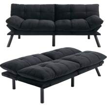 Futon Sofa Bed, 71" Comfy Loveseat Sleeper With Adjustable Backrest Armrest, Thick Padded Cushion, Small 2 Seater Futon Couch For Living Room Bedroom (Cream White) - 乳白色 - 查看 9