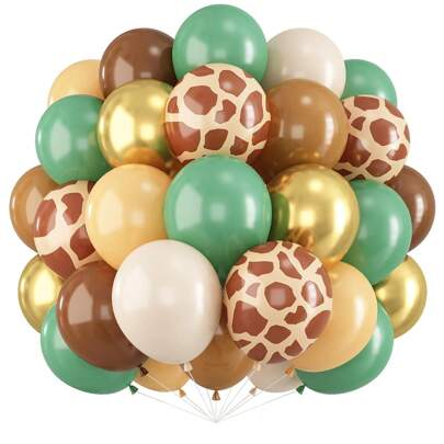 42pcs Jungle Animal Print Latex Balloon Sage Green Retro Brown Balloon Set For Animal Wild One Birthday Party Decorations Supplies, Christmas