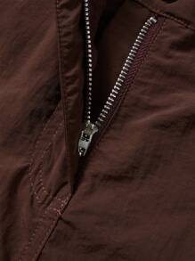 Women Solid Color Loose Trousers High Waist Casual Long Pants For Spring - Brown - View 7