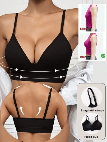 Seamless Knit Wireless Padded Comfort Push Up Sports Bra