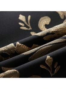 Traje de esmoquin para hombre - Conjunto de 2 piezas de ajuste regular que comprende chaqueta blazer con estampado floral, chaleco y pantalones para bodas y bailes de graduación (Dorado+Negro) - Negro - Ver 5