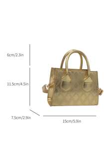 Túi xách mini sơn mài họa tiết hình thoi dành cho nữ năm 2024, Túi đeo vai/đeo chéo đơn giản cá nhân hóa - Vàng - Xem 9