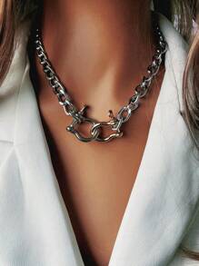 1 pieza Collar de cadena de mujer con hebilla en forma de herradura, sencillo pero elegante, adecuado para usar a diario cuando sales