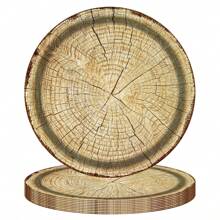 10pcs-Suitable For 10 Guests Vintage Woodgrain Party Disposable Paper Plates Vintage Woodgrain Party Tableware Disposable Round Dinner Plates Tableware Holiday Celebration Birthday Party Banquet Tea Party Wedding Exquisite Craftsmanship Fashionable Collocation