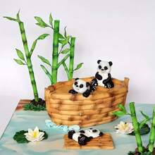 1 pieza Molde de silicona con diseño lindo de panda y bambú, herramienta para decorar pasteles de fondant, molde de silicona, molde para dulces, magdalenas, chocolates, accesorios de cocina, herramienta de hornear - Gris Claro - Ver 9