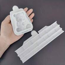 1 pieza Molde de silicona con diseño lindo de panda y bambú, herramienta para decorar pasteles de fondant, molde de silicona, molde para dulces, magdalenas, chocolates, accesorios de cocina, herramienta de hornear - Gris Claro - Ver 6