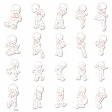 100 stuks schattig patroon waterdichte PVC-stickers voor menselijke vormen, herhaalbaar, geschikt voor doe-het-zelf decoratie op notebooks, waterflessen, skateboards, koelkasten, enz. - A3-2732