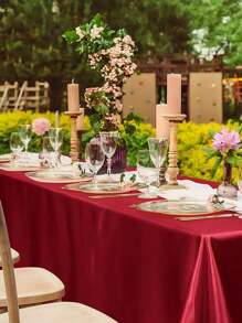 1 khăn trải bàn hình chữ nhật 145x260cm / 145x180cm vải lụa mịn dùng cho tiệc, ngày lễ, bữa tối, đám cưới, trang trí lễ kỷ niệm - Hồng - Xem 6