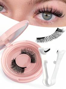 1 Pair Magnetic False Eyelashes Kit With Mirror & Applicator Glue-Free Eyelashes 3D Natural Manga Eyelashes Cat Eye Fluffy Faux Mink Eye Lashes With Tweezers Makeup Tool For Beauty Travel,Reusable Magnetic Eyelashes No Glue Needed 3D Natural Magnetic False Eyelashes Portable Cosmetic Tool,Magnetic Eyelash Set - Natural Looking, Magnetic Adhesion, No Glue Or Eyeliner Needed, Lightweight & Reusable, Comes With Tweezers For Easy Application - 黑色 - 查看 12