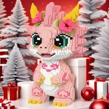 1pc Cute Dragon Building Blocks Set, DIY 3D Assembly Pressure Relief Educational Toy Model Decor, Perfect Gift For Dragon Series Fans, Room Decor