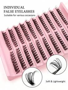 200Pcs D Curl 30D Pro Mixed Length Individual Eyelash Extensions, High Capacity Natural Beginner Single Cluster DIY Segmented Eyelashes - D - View 3