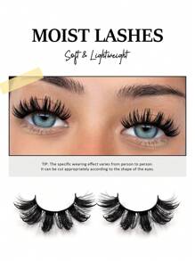 Asiteo 7 Pairs Cartoon Style Moist Eyelashes, Suitable For Cosplay, Fluffy & Thick, Faux Mink Doll Lashes - 尖尾漫畫款 - 查看 2