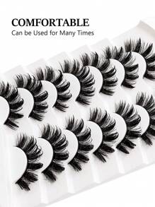Asiteo 7 Pairs Cartoon Style Moist Eyelashes, Suitable For Cosplay, Fluffy & Thick, Faux Mink Doll Lashes - 尖尾漫畫款 - 查看 3