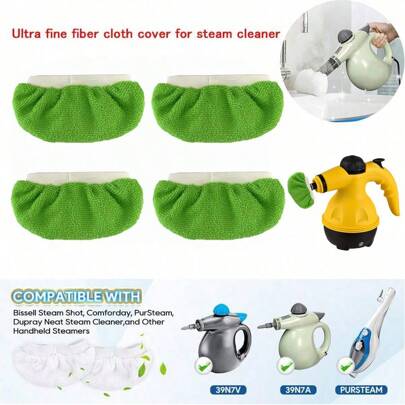 1/4/10 片白色超细纤维布套适用于手持式蒸汽清洁器，可清洗和重复使用的替代布，与 Wagner Spraytech Steam Shot、Comfortday、PurSteam 兼容
