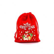 1 bolsa de regalo de Navidad - 1 pieza aleatoria de bolsa de regalo de franela con cordón, bolsa de embalaje de caramelos, 12 piezas (rojo) - Multicolor - Ver 13