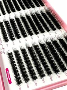 570/60簇浓密8D蓬松纤长假睫毛，0.07mm D卷度，30D-100D/10-18mm混合长度貂毛单根假睫毛，自然柔软，适合任何妆容。睫毛簇，单根假睫毛，假睫毛 - D - 查看 7