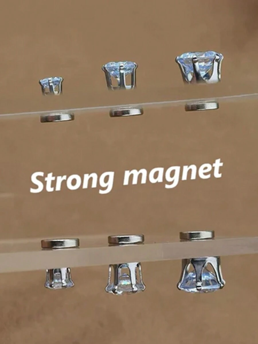 Sparkling Crystal Stud Earrings With Magnetic Closure - Hypoallergenic And Easy To Wear - 4/5/6/7/8 Mm Size, Unisex - Stylish Fake Gauges Jewelry For Daily Charm, Holiday Gift, Valentine's Day Gift,Mom,Mother,Mother's Day,Gift