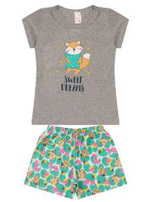 Kit With 4 Girls' Summer Pajamas In Printed Mesh - Nhiều màu - Xem 4