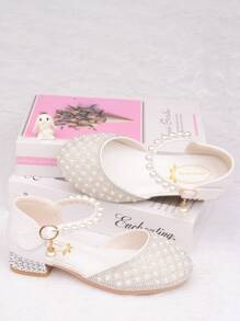 Kids Crystal High Heel Shoes, Girls Princess Shoes, Rhinestone White Wedding Party Dress Shoes, Toddler Girl Closed Toe Sandals