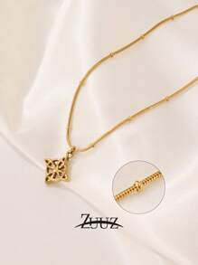 1 Pc Vintage Stainless Steel Geometric Celtic Knot Charm Necklace For Women For Daily Decoration Jewelry Gifts