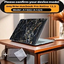 有 4 种大理石图案可供选择，并配有键盘保护膜。它与 MacBook Air Pro 保护套、13/14/15/16 英寸电脑保护套兼容，并配有键盘保护膜，A1370、A1534、A1502、A1707、A2337、A1932、A2179、A2338、A1706、A1708、A2681 塑料硬壳笔记本电脑保护套，黑色、蓝色大理石图案 A2485 A2442、A1466 A1369