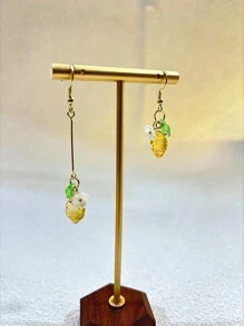 2 piezas Pendientes originales de gota con limón lindo y flor de resina para uso diario de la mujer, regalos para San Valentín, mamá, madre, Día de la Madre