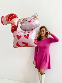 1 个可爱的粉色猫形铝箔气球，非常适合庆祝情人节、生日、婚礼和新年返校情人节等特殊场合