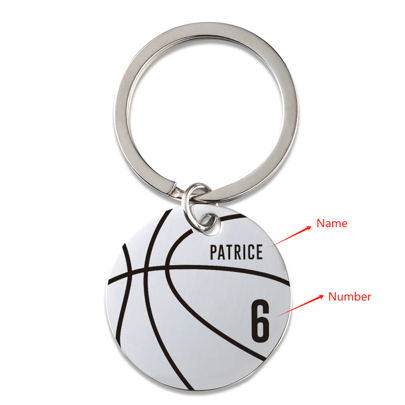 Chaveiro personalizado com nome gravado de basquete para homens e mulheres, em aço inoxidável, letras personalizadas, estilo esportivo, presente de dia dos pais para amigos, moderno, casual, vintage, dinheiro antigo, contratado, simples e personalizado
