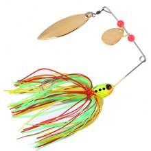 HENGJIA Bearded 鱼饵 16 克旋转诱饵 Buzzbait 渔具 3D 眼橡胶铅头钩带亮片适用于梭子鱼鲈鱼铅头钩 - 彩色 - 查看 3
