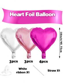 10pcs/Set 18inch Heart Shaped Foil Balloon In Gold, White, Red, Pink, Blue, Cream, Light Gold, Black - Perfect For Birthday Party, Wedding, Valentine's Day, Anniversary, Bridal Shower, New Year Party Decoration, Room Decor, Photo Props - Multicolor - View 31