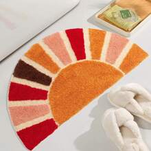 Boho Bathroom Rugs Retro Sun Bath Mat Soft Fluffy Water Bathroom Rug Boho Half Circle Bath Mat Non-Slip Half Circle Colorful Rug For Bathroom Washable Carpet Floor Rug For Home Decor 41x76 CM - Multicolor - View 2