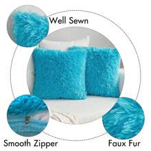 Plain Plush Cushion Cover Without Filler - Baby Blue - View 8