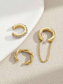 3 pièces/set de clips d'oreilles vintage personnalisés pour femmes sans perçage, collection de puces d'oreilles minimalistes de luxe haut de gamme