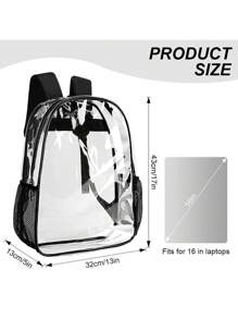 1pc Customized New Fashion Versatile Casual Large Capacity PVC Transparent Backpack, Laptop Bag, Multipurpose Bag, Sports Bag