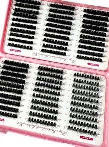 570/60簇浓密8D蓬松纤长假睫毛，0.07mm D卷度，30D-100D/10-18mm混合长度貂毛单根假睫毛，自然柔软，适合任何妆容。睫毛簇，单根假睫毛，假睫毛 - D - 查看 4